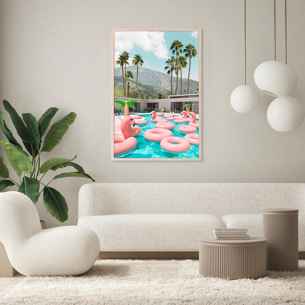 Flamingo Pool Party-by-Gal Pittel-wall-art-print-canvas-poster-framed-Gioia