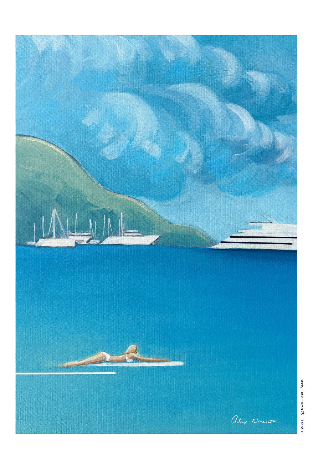 Floating On Blue Sea-by-Alex Nereuta-wall-art-print-canvas-poster-framed-Gioia