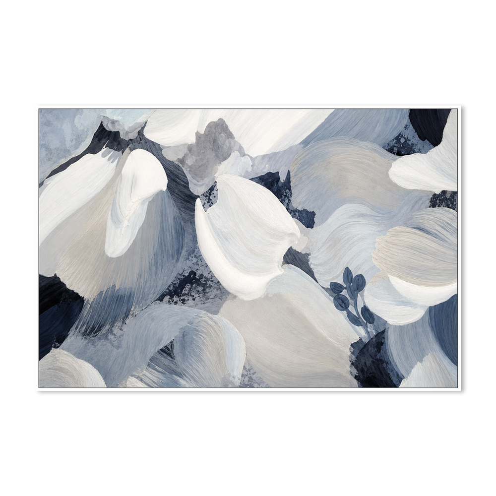 Flower Petal - Cool Blue-by-Amber Pearl Studio-wall-art-print-canvas-poster-framed-Gioia