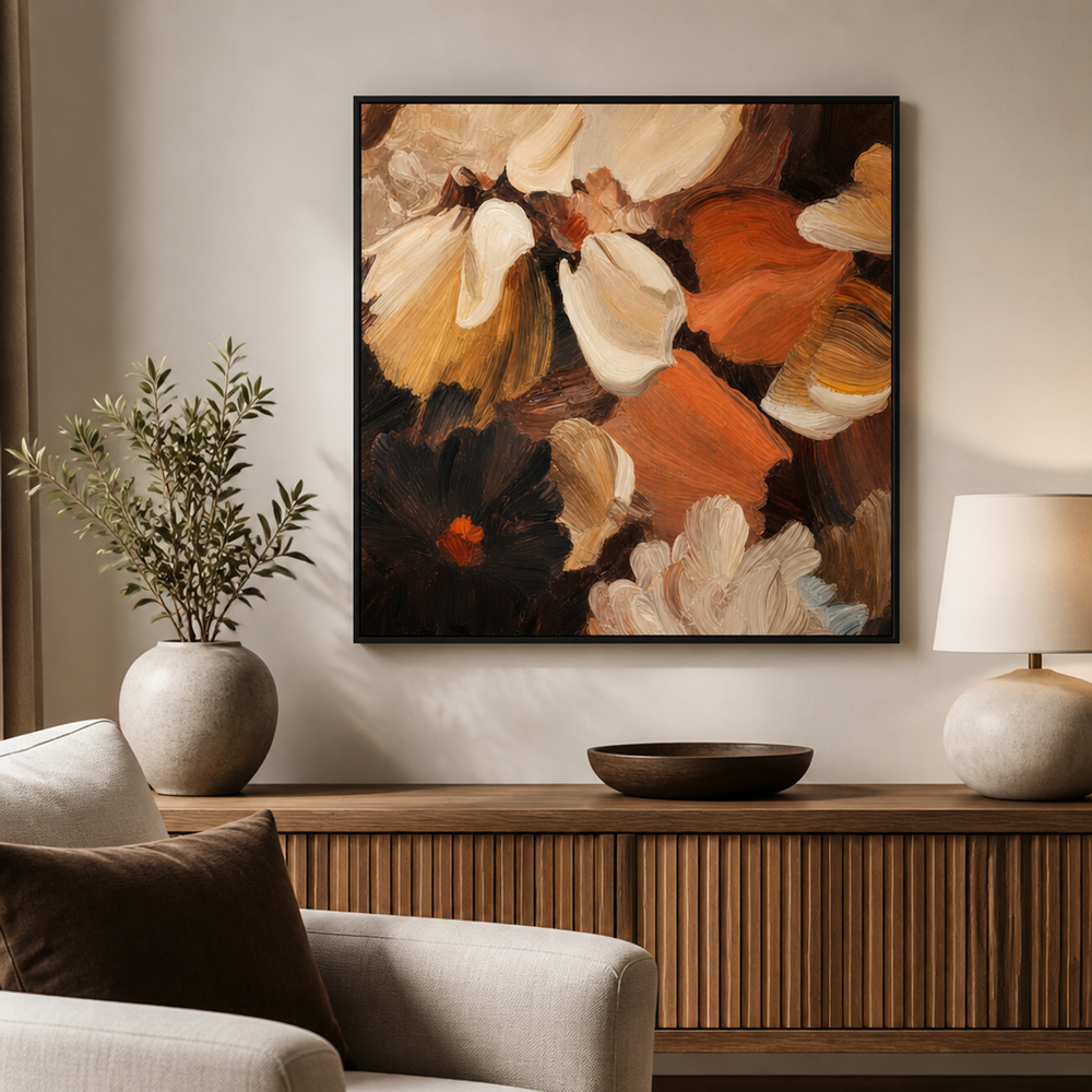 Flower Petal - Gold Brown-by-Amber Pearl Studio-wall-art-print-canvas-poster-framed-Gioia