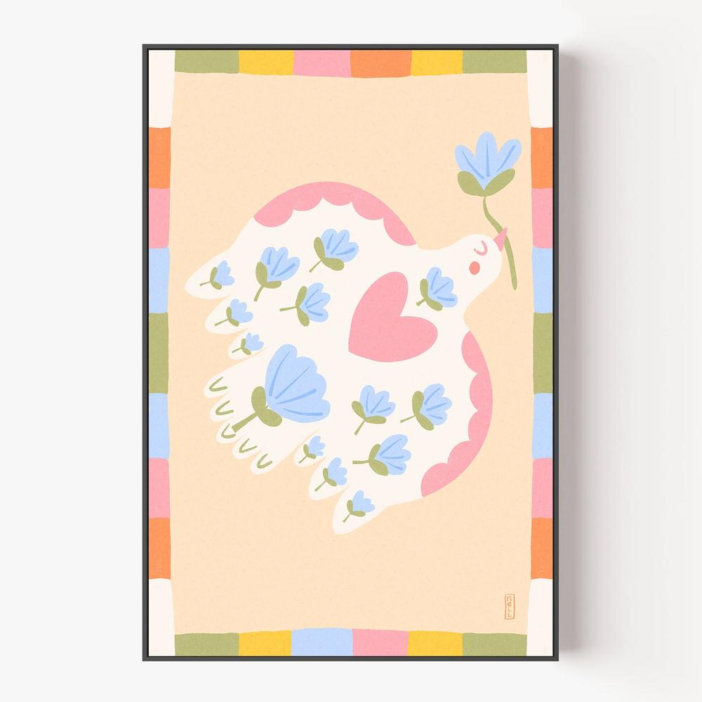 Flowering Peace Dove-by-Dirkie Nell-wall-art-print-canvas-poster-framed-Gioia