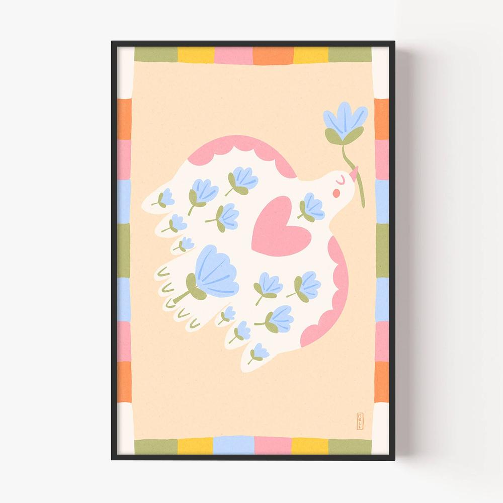 Flowering Peace Dove-by-Dirkie Nell-wall-art-print-canvas-poster-framed-Gioia