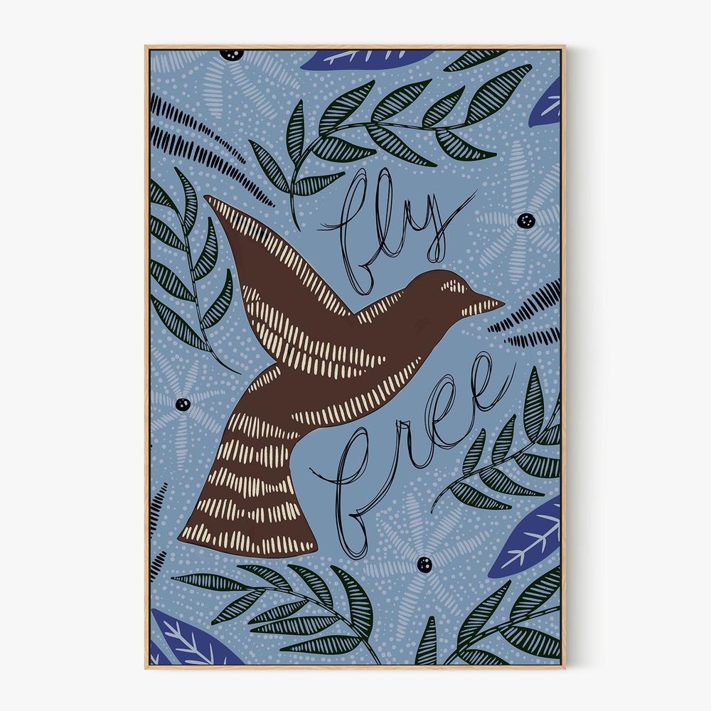 Fly Free, Blue Tone-by-Emily Wood-wall-art-print-canvas-poster-framed-Gioia