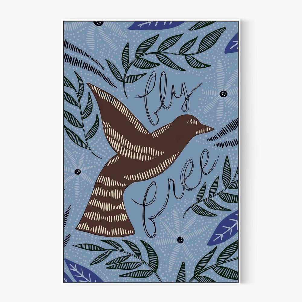 Fly Free, Blue Tone-by-Emily Wood-wall-art-print-canvas-poster-framed-Gioia