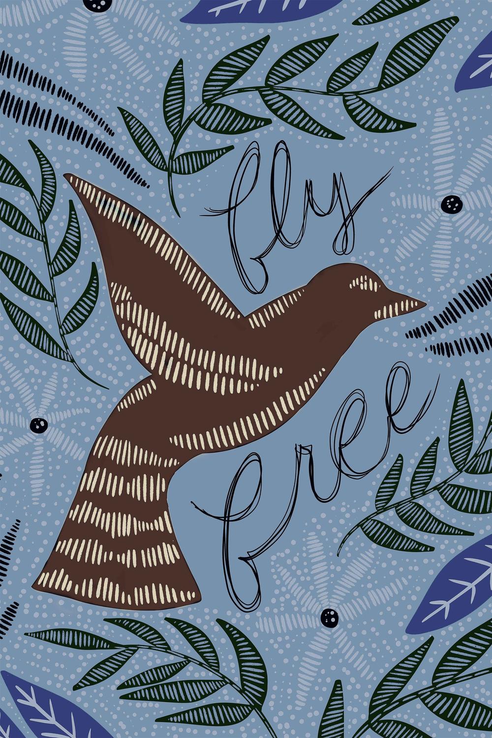 Fly Free, Blue Tone-by-Emily Wood-wall-art-print-canvas-poster-framed-Gioia