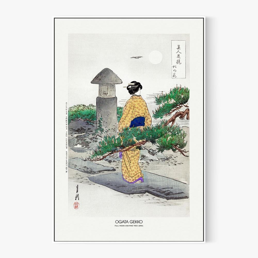 Full Moon and Pine Tree (1896)-by-Ogata Gekko-wall-art-print-canvas-poster-framed-Gioia
