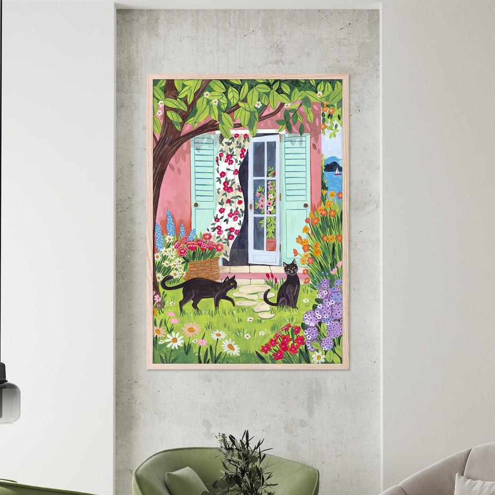 Garden Cats by the Sea-by-Caroline Bonne Muller-wall-art-print-canvas-poster-framed-Gioia