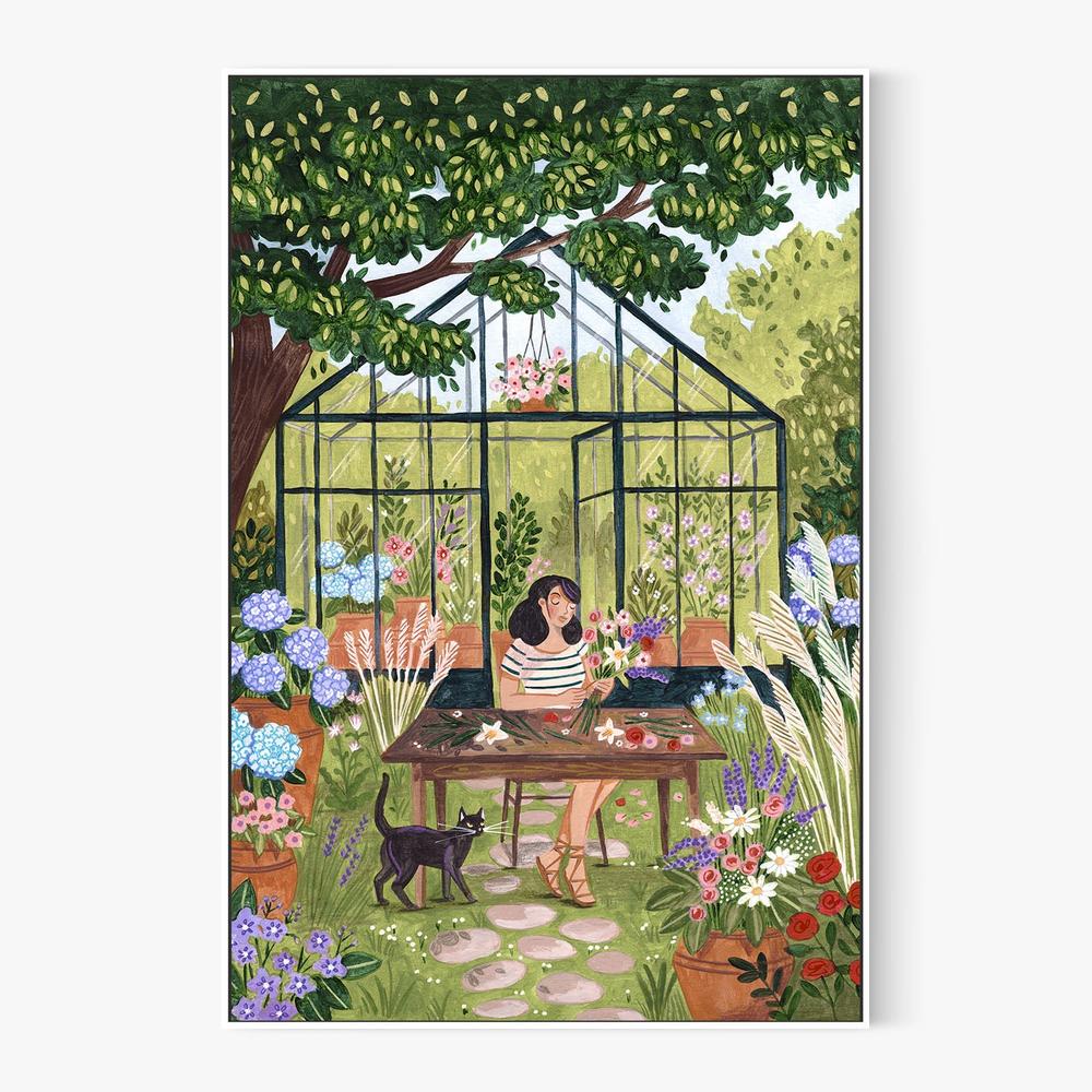 Garden Flower Arranging-by-Caroline Bonne Muller-wall-art-print-canvas-poster-framed-Gioia