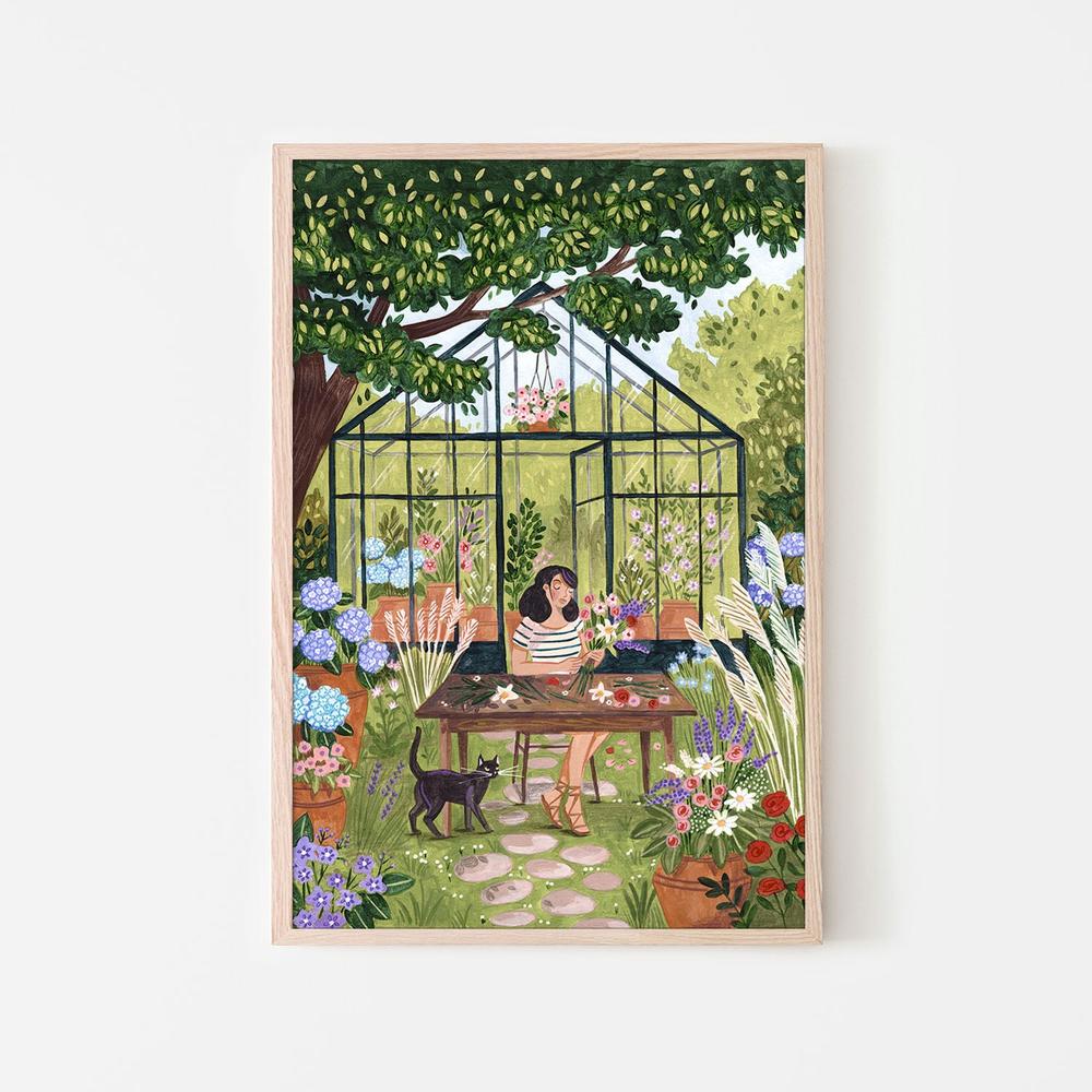 Garden Flower Arranging-by-Caroline Bonne Muller-wall-art-print-canvas-poster-framed-Gioia