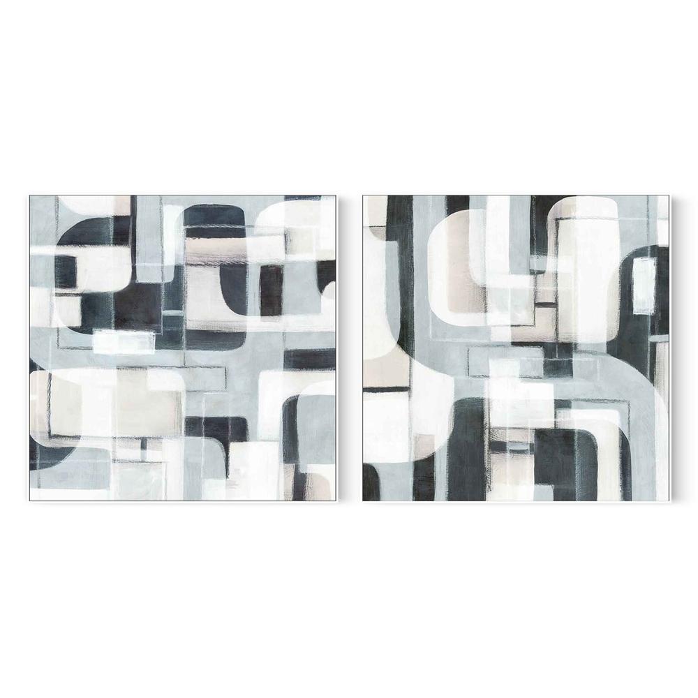 Geometric Balance in Monochrome Harmony, Style A & B, Set Of 2-by-Emma Peal-wall-art-print-canvas-poster-framed-Gioia