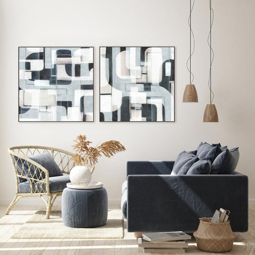 Geometric Balance in Monochrome Harmony, Style A & B, Set Of 2-by-Emma Peal-wall-art-print-canvas-poster-framed-Gioia