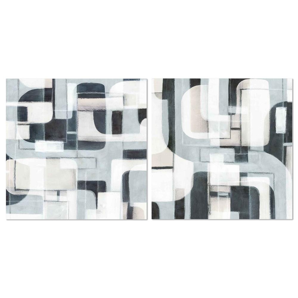 Geometric Balance in Monochrome Harmony, Style A & B, Set Of 2-by-Emma Peal-wall-art-print-canvas-poster-framed-Gioia