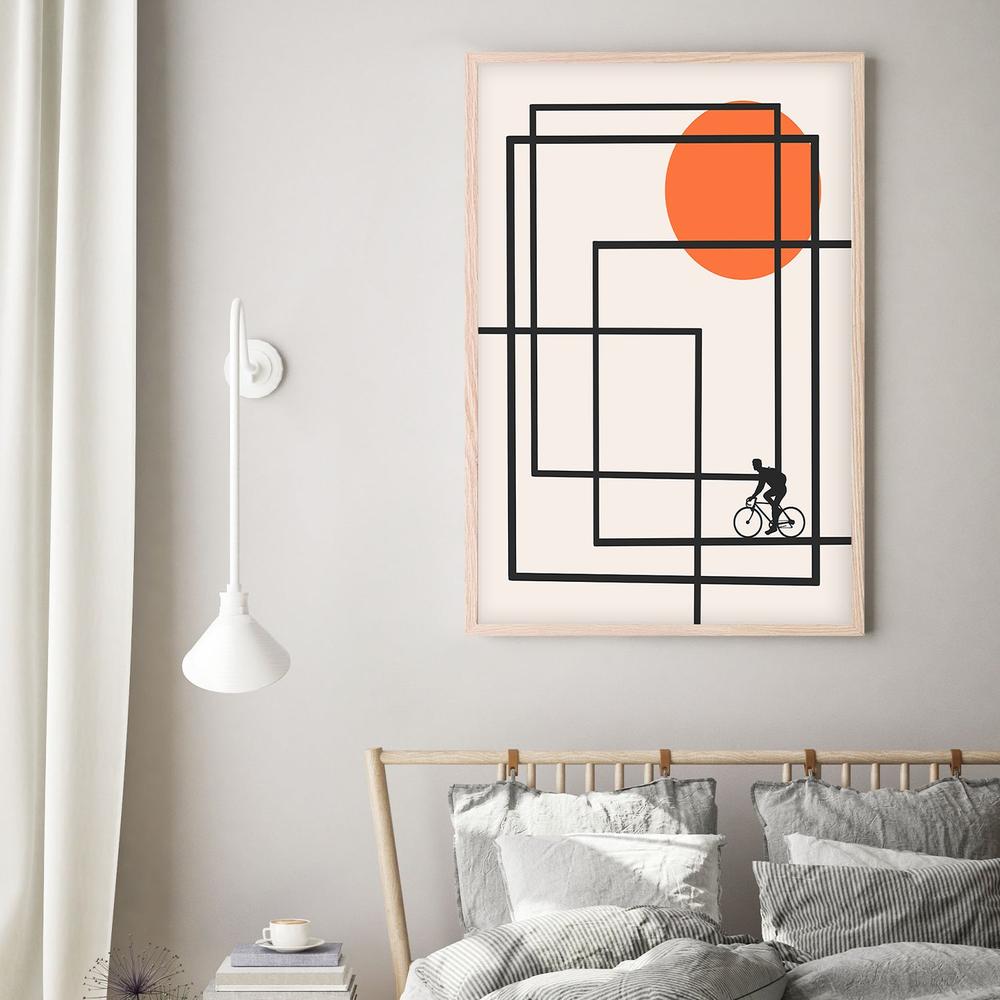 Geometric Bike Ride-by-CATS AND DOTZ-wall-art-print-canvas-poster-framed-Gioia