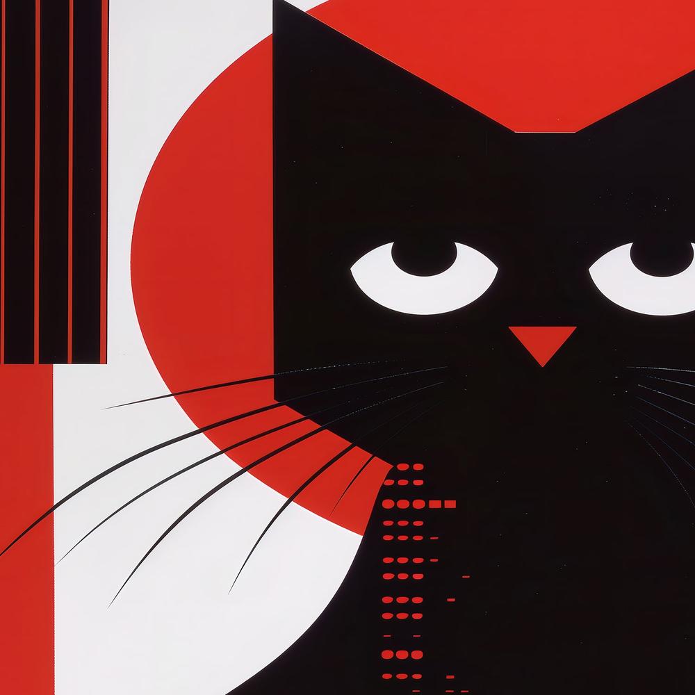 Geometric Black Cat-by-Andreas Magnusson-wall-art-print-canvas-poster-framed-Gioia