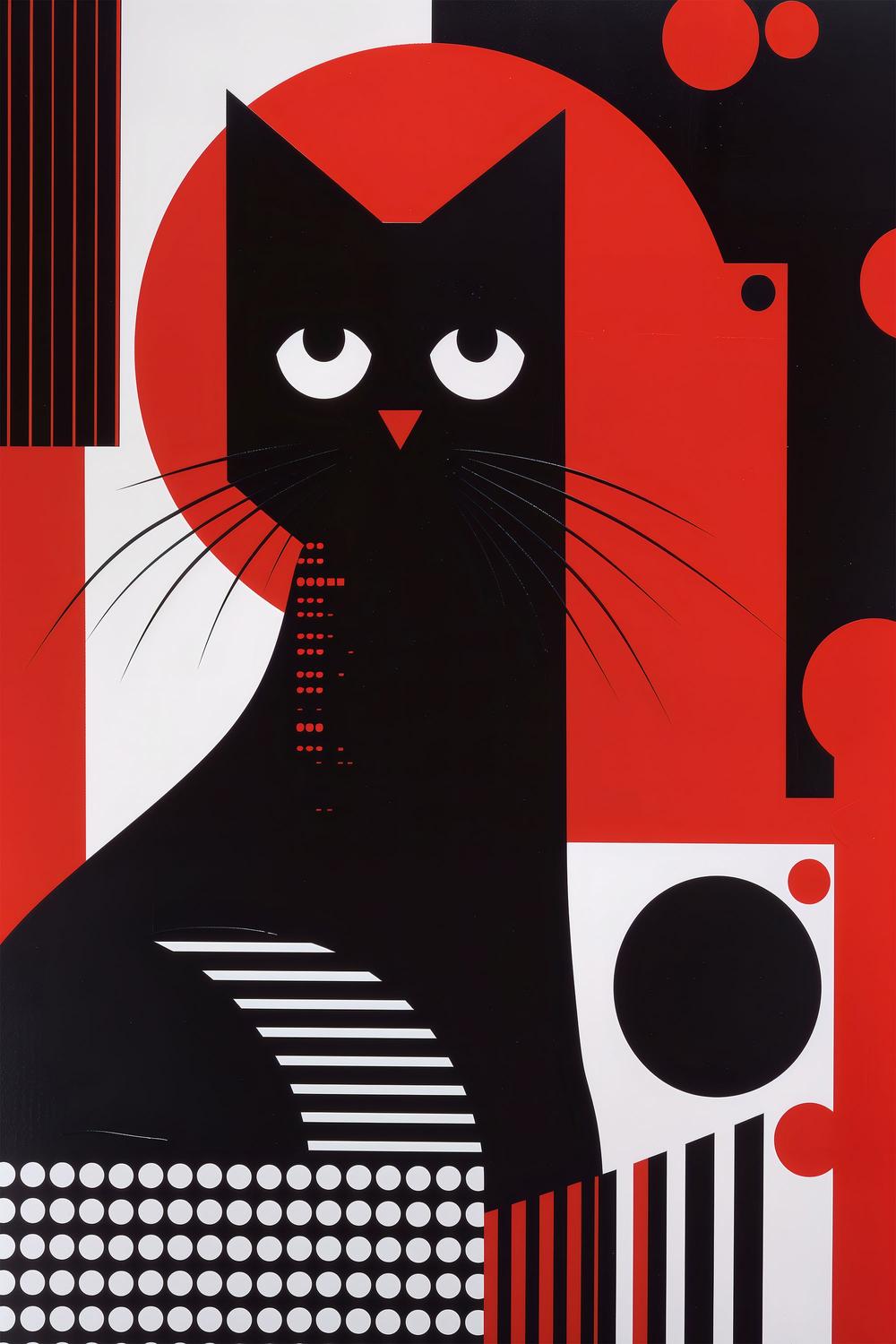 Geometric Black Cat-by-Andreas Magnusson-wall-art-print-canvas-poster-framed-Gioia