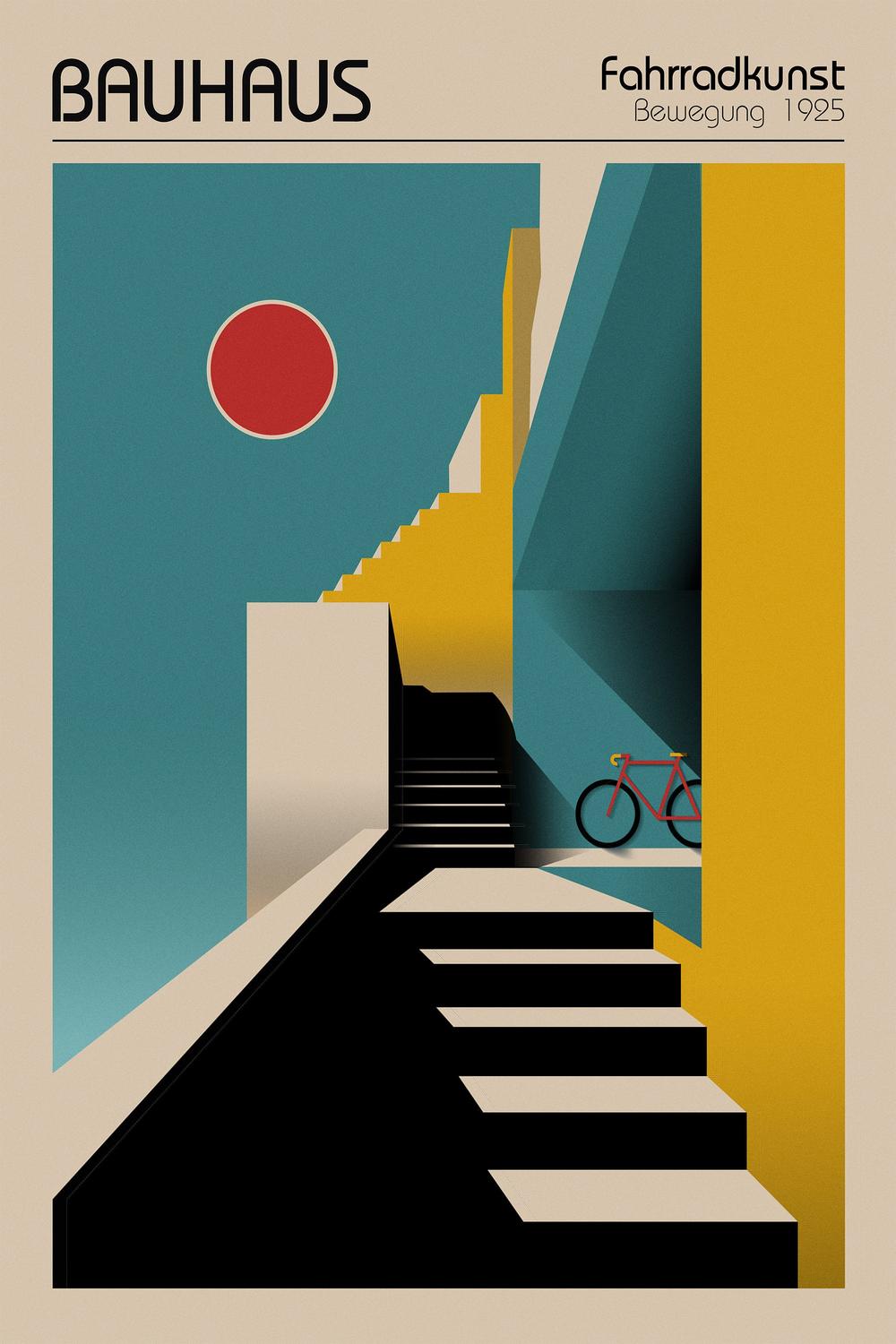 Geometric City Bicycle-by-Fadil Roze-wall-art-print-canvas-poster-framed-Gioia