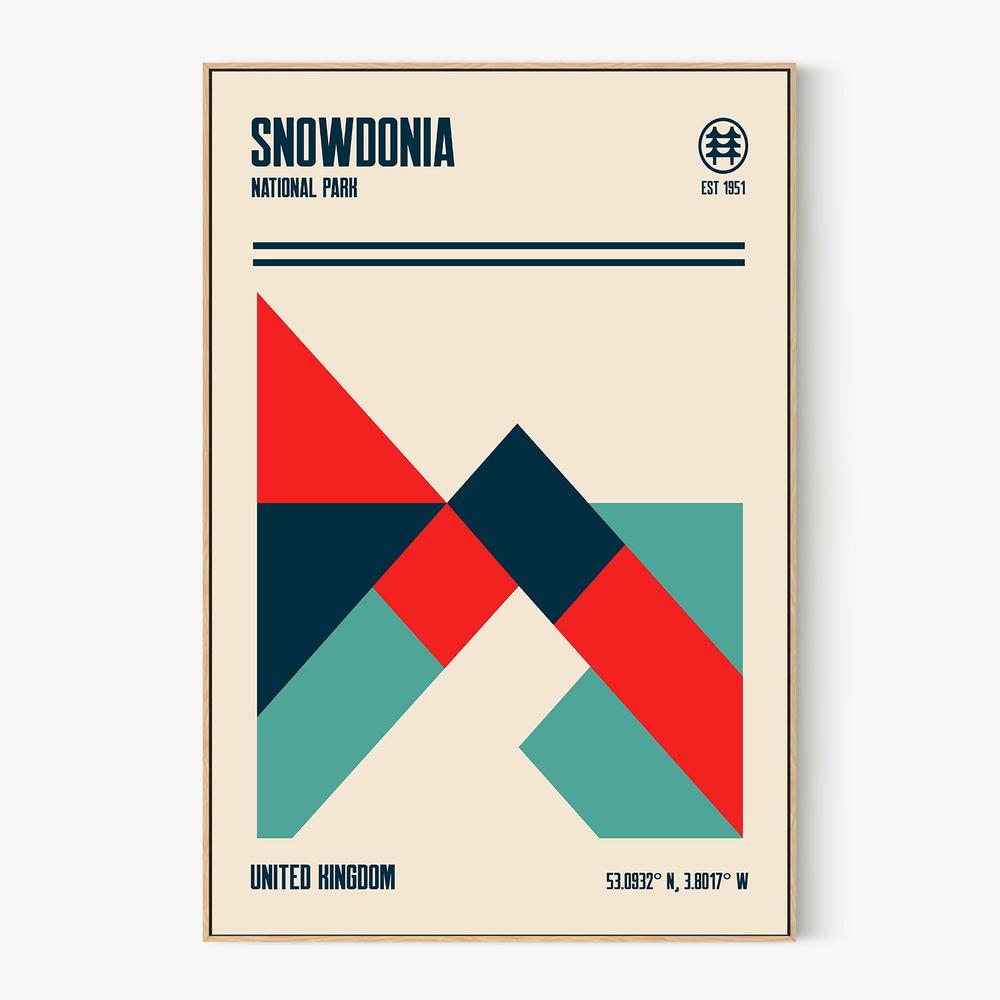 Geometric Snowdonia Peaks-by-Retrodrome-wall-art-print-canvas-poster-framed-Gioia