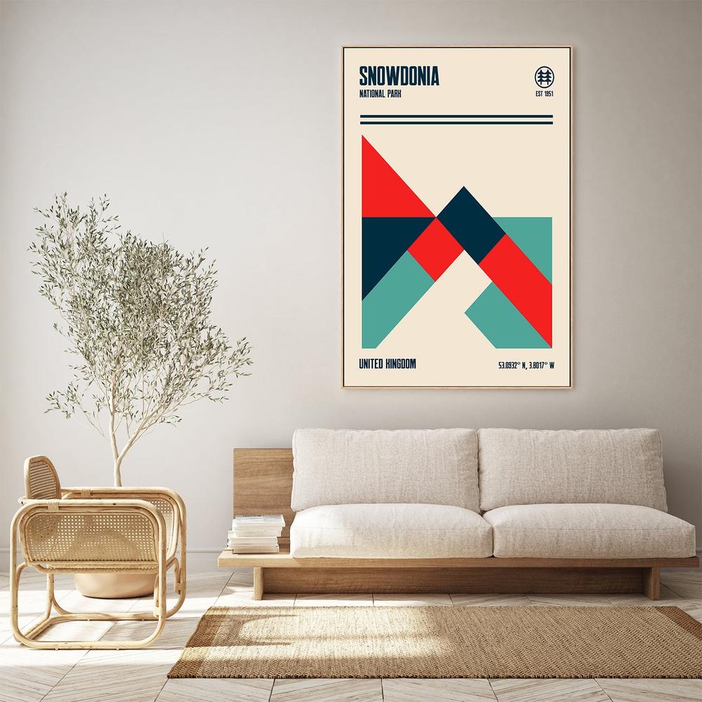 Geometric Snowdonia Peaks-by-Retrodrome-wall-art-print-canvas-poster-framed-Gioia