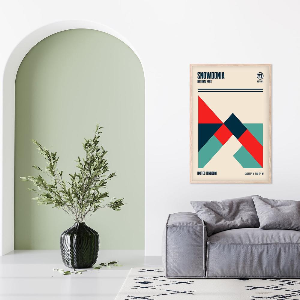 Geometric Snowdonia Peaks-by-Retrodrome-wall-art-print-canvas-poster-framed-Gioia