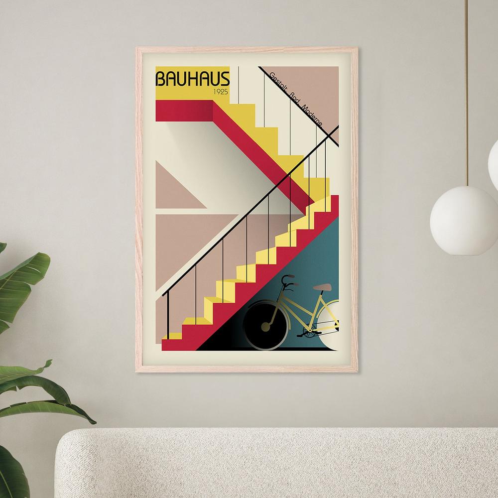 Geometric Stairs Bicycle-by-Fadil Roze-wall-art-print-canvas-poster-framed-Gioia