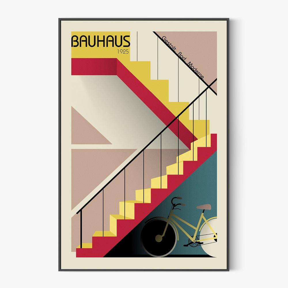 Geometric Stairs Bicycle-by-Fadil Roze-wall-art-print-canvas-poster-framed-Gioia