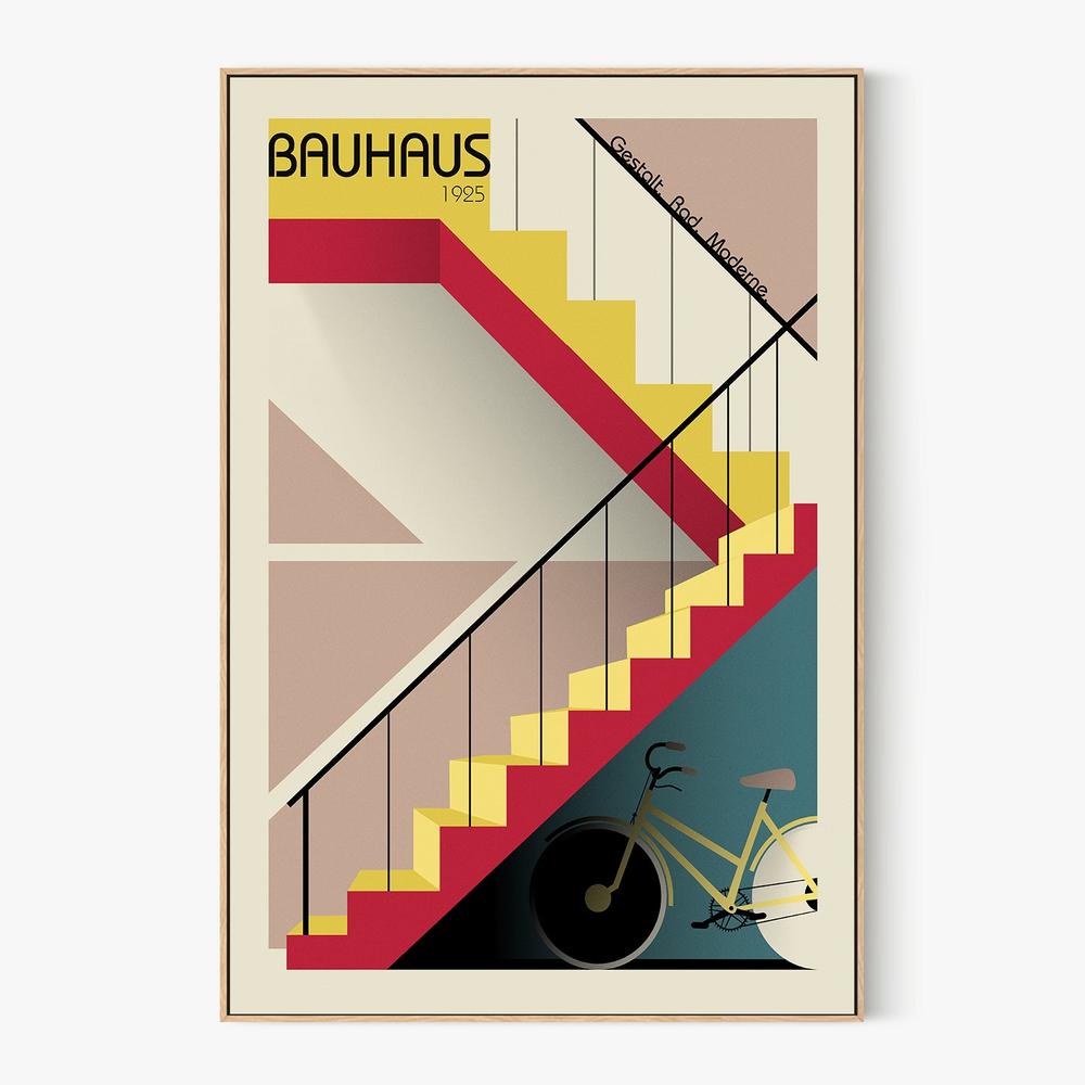 Geometric Stairs Bicycle-by-Fadil Roze-wall-art-print-canvas-poster-framed-Gioia