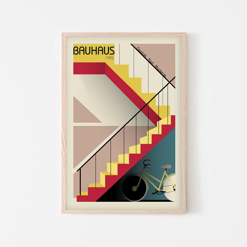 Geometric Stairs Bicycle-by-Fadil Roze-wall-art-print-canvas-poster-framed-Gioia
