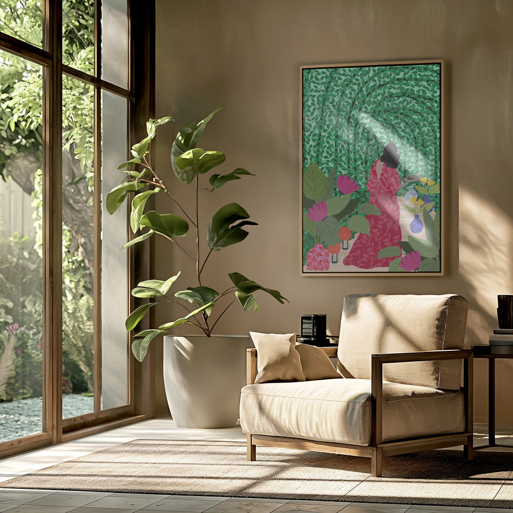 Girl At Her Garden (Copy)-by-Rafaela Mascaro-wall-art-print-canvas-poster-framed-Gioia