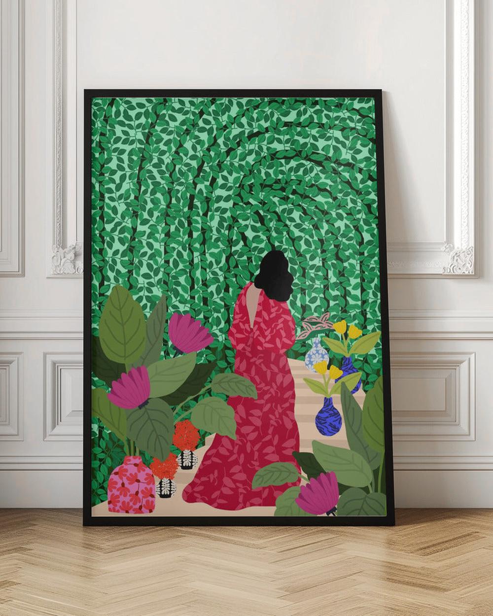 Girl At Her Garden (Copy)-by-Rafaela Mascaro-wall-art-print-canvas-poster-framed-Gioia