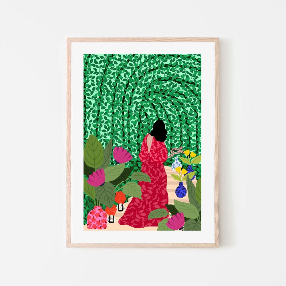 Girl At Her Garden (Copy)-by-Rafaela Mascaro-wall-art-print-canvas-poster-framed-Gioia