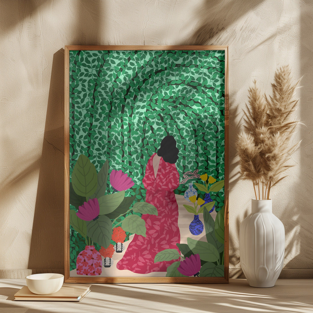 Girl At Her Garden (Copy)-by-Rafaela Mascaro-wall-art-print-canvas-poster-framed-Gioia