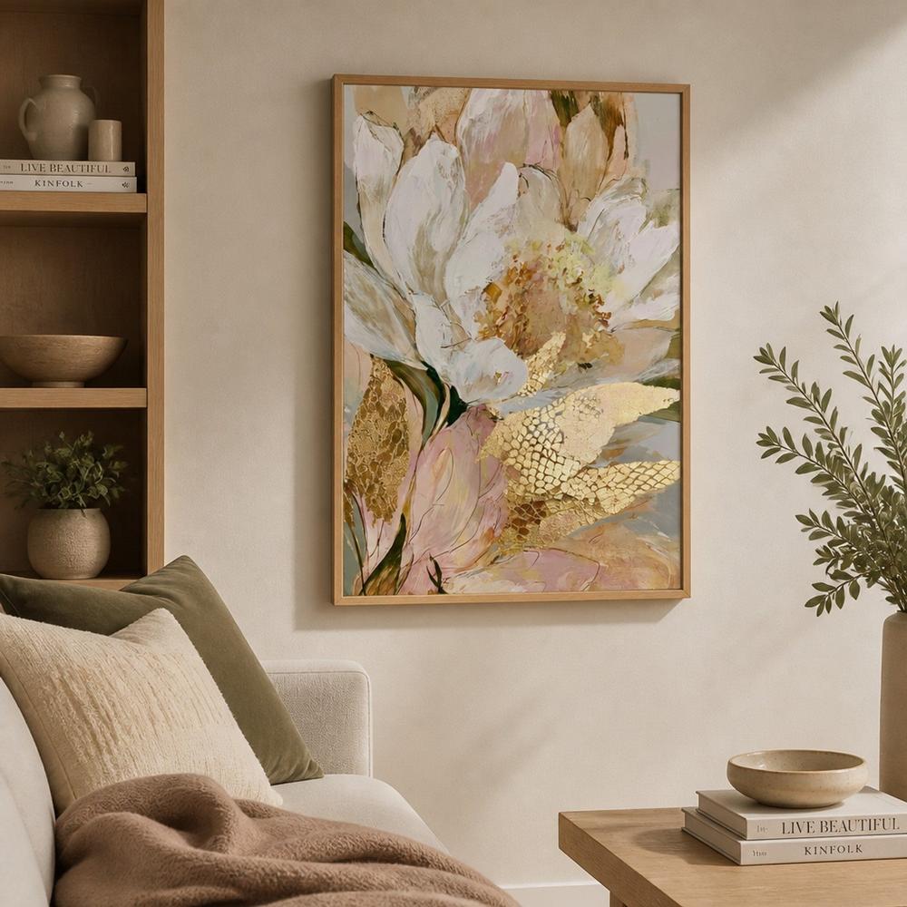 Golden Floral Abstraction-by-Stephanie Jeuffroy-wall-art-print-canvas-poster-framed-Gioia