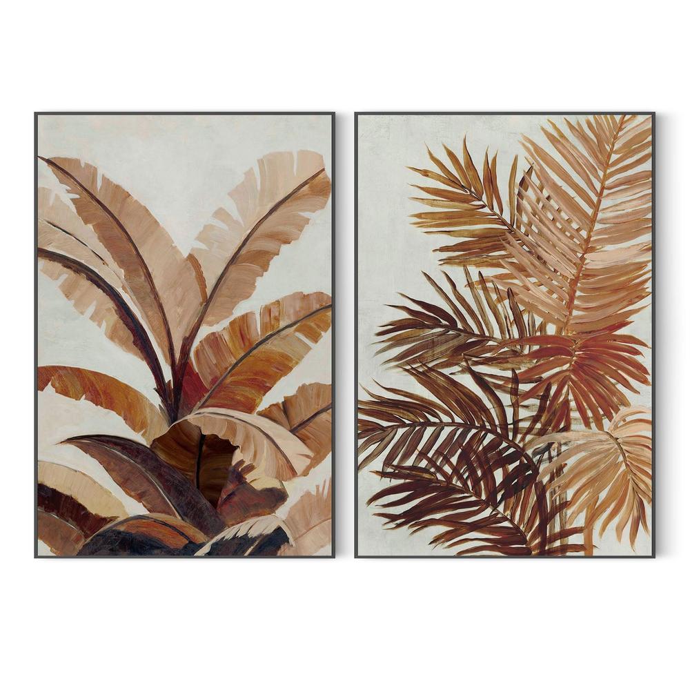 Golden Palms & Golden Banana Leaf, Set Of 2-by-Jacob Q-wall-art-print-canvas-poster-framed-Gioia