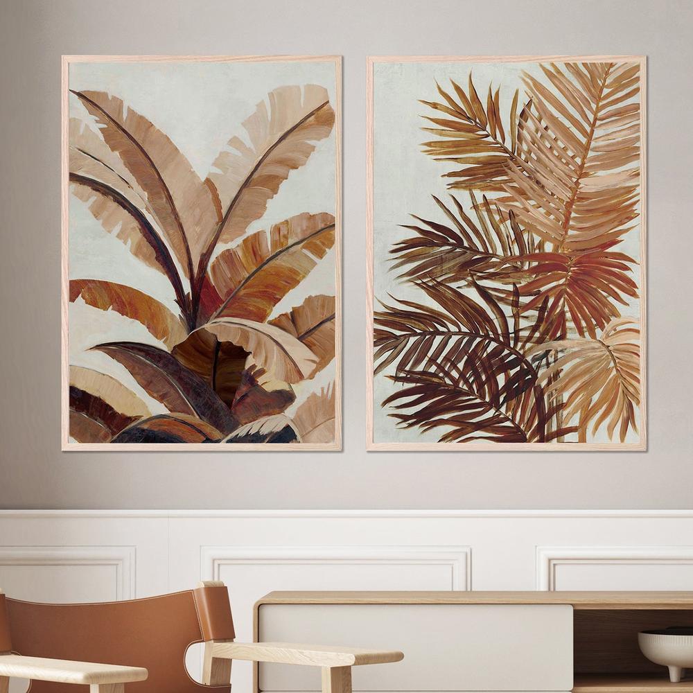 Golden Palms & Golden Banana Leaf, Set Of 2-by-Jacob Q-wall-art-print-canvas-poster-framed-Gioia