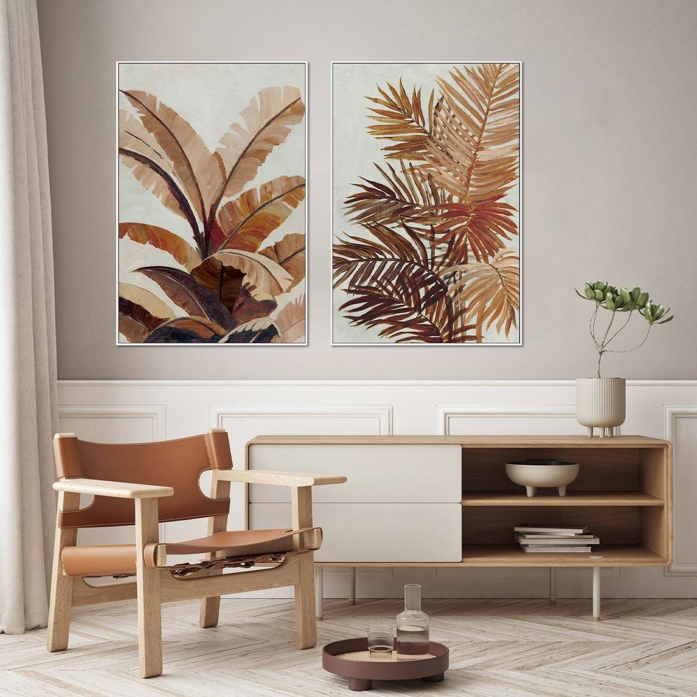 Golden Palms & Golden Banana Leaf, Set Of 2-by-Jacob Q-wall-art-print-canvas-poster-framed-Gioia