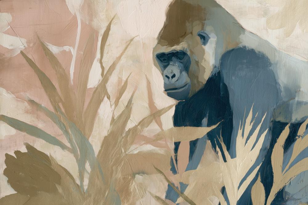 Gorilla Portrait Among Tropical Plants-by-Chromatic Storm Studio-wall-art-print-canvas-poster-framed-Gioia