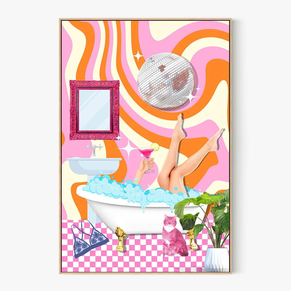 Groovy Bathtub Bliss-by-Athene Fritsch-wall-art-print-canvas-poster-framed-Gioia