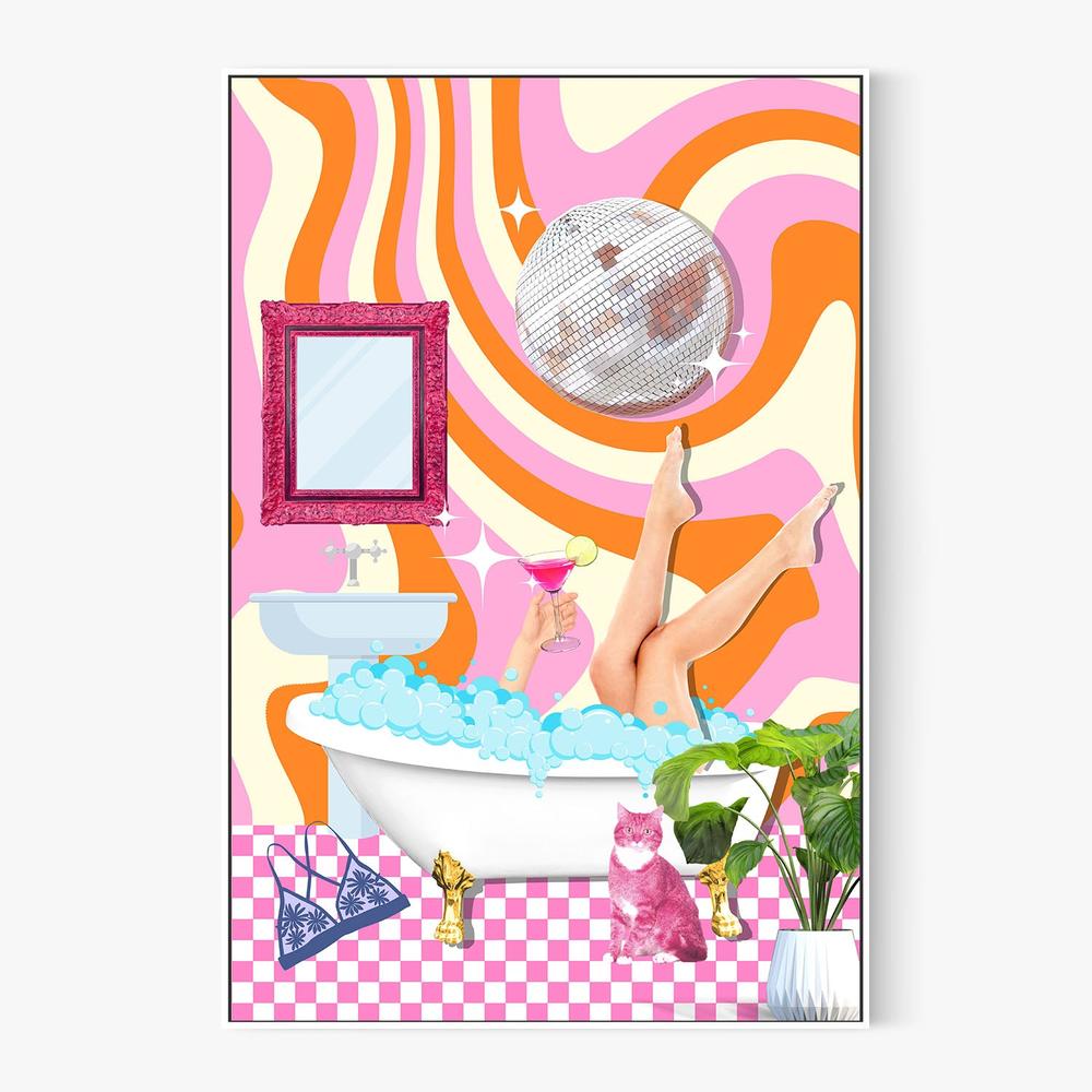 Groovy Bathtub Bliss-by-Athene Fritsch-wall-art-print-canvas-poster-framed-Gioia