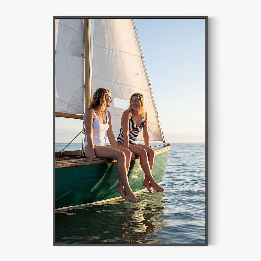 Happy Women on Sailboat-by-Andreas Magnusson-wall-art-print-canvas-poster-framed-Gioia