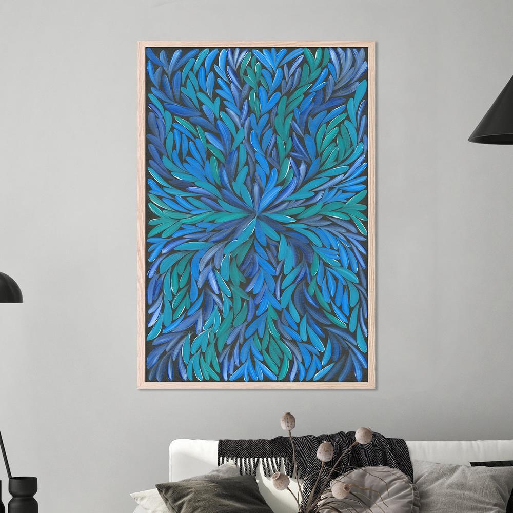 Healing Leaves Blue-by-Emma Rigney-wall-art-print-canvas-poster-framed-Gioia
