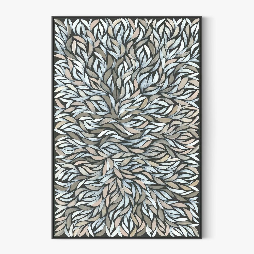 Healing Leaves Grey White-by-Emma Rigney-wall-art-print-canvas-poster-framed-Gioia