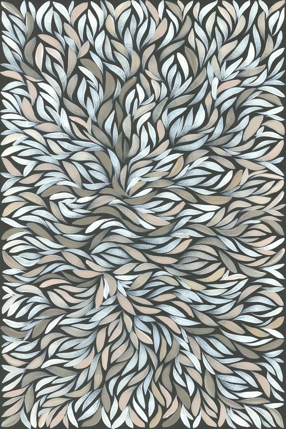 Healing Leaves Grey White-by-Emma Rigney-wall-art-print-canvas-poster-framed-Gioia