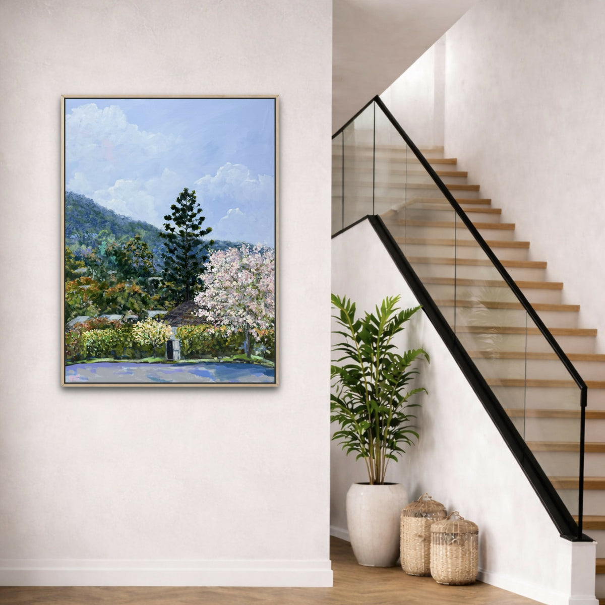Oleander Drive Ashgrove. Original hand-painted artwork by Meredith Howse.
