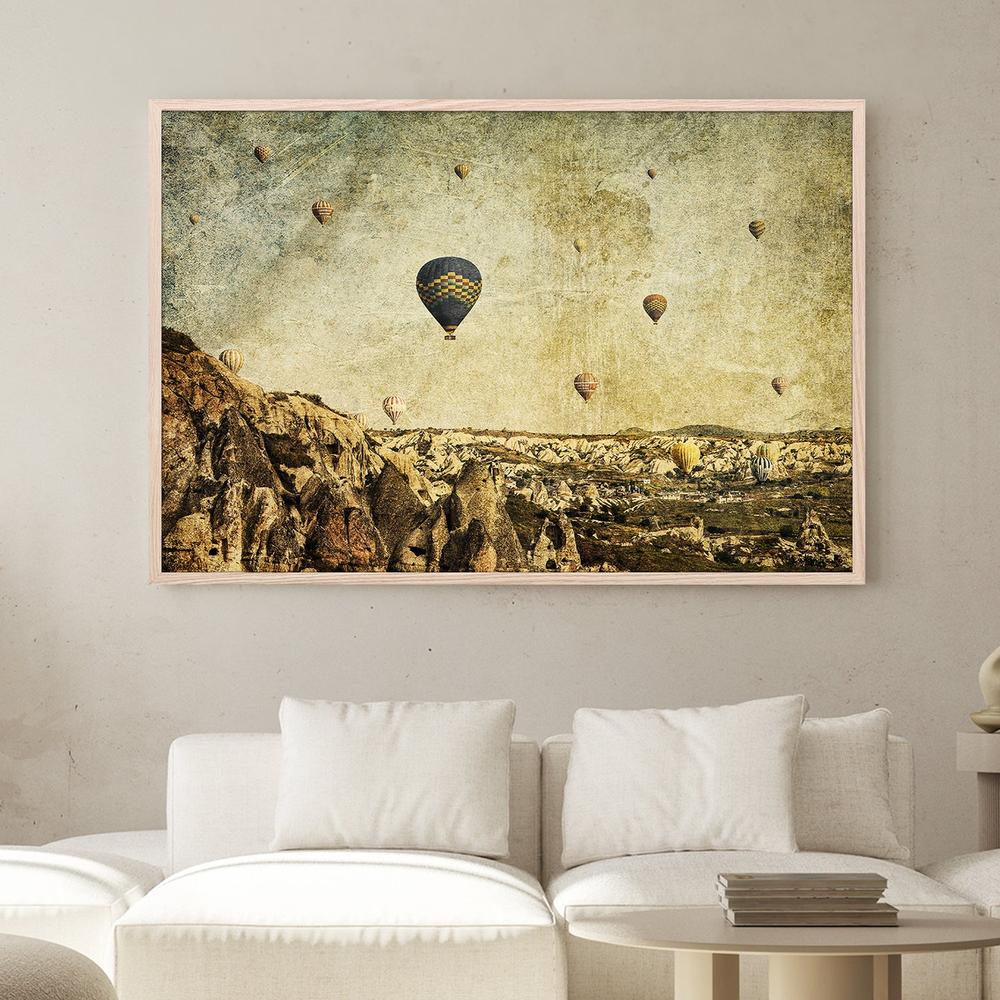 Hot Air Ballons in Cappadocia, Turkey with a Painterly Background (Concrete Skies)-by-Andrew Paranavitana-wall-art-print-canvas-poster-framed-Gioia