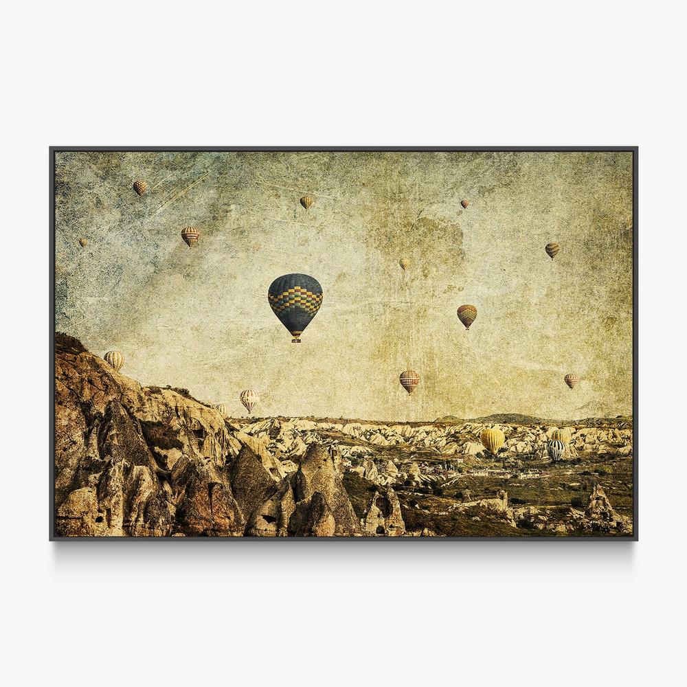 Hot Air Ballons in Cappadocia, Turkey with a Painterly Background (Concrete Skies)-by-Andrew Paranavitana-wall-art-print-canvas-poster-framed-Gioia