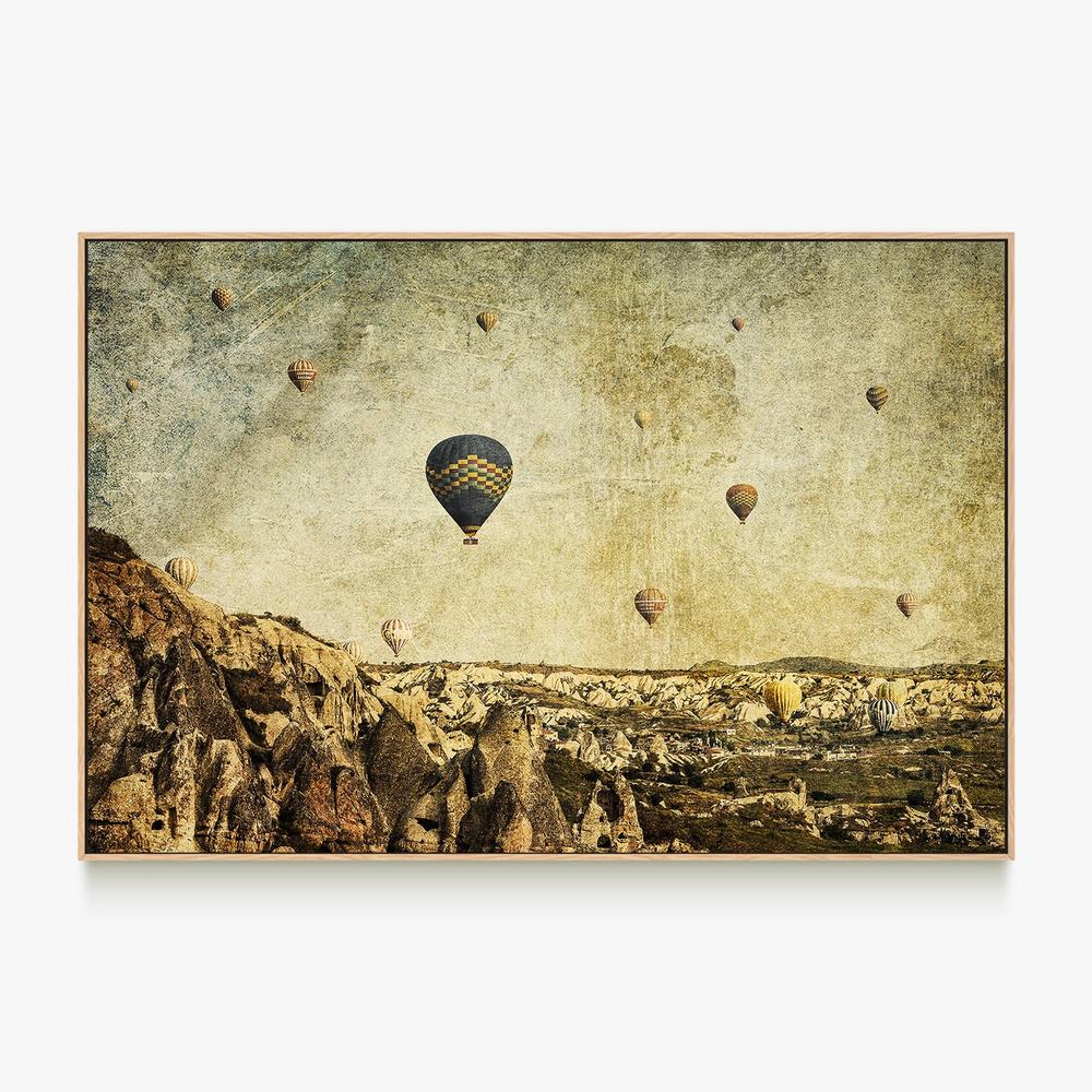 Hot Air Ballons in Cappadocia, Turkey with a Painterly Background (Concrete Skies)-by-Andrew Paranavitana-wall-art-print-canvas-poster-framed-Gioia