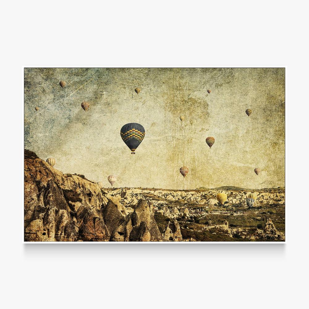 Hot Air Ballons in Cappadocia, Turkey with a Painterly Background (Concrete Skies)-by-Andrew Paranavitana-wall-art-print-canvas-poster-framed-Gioia