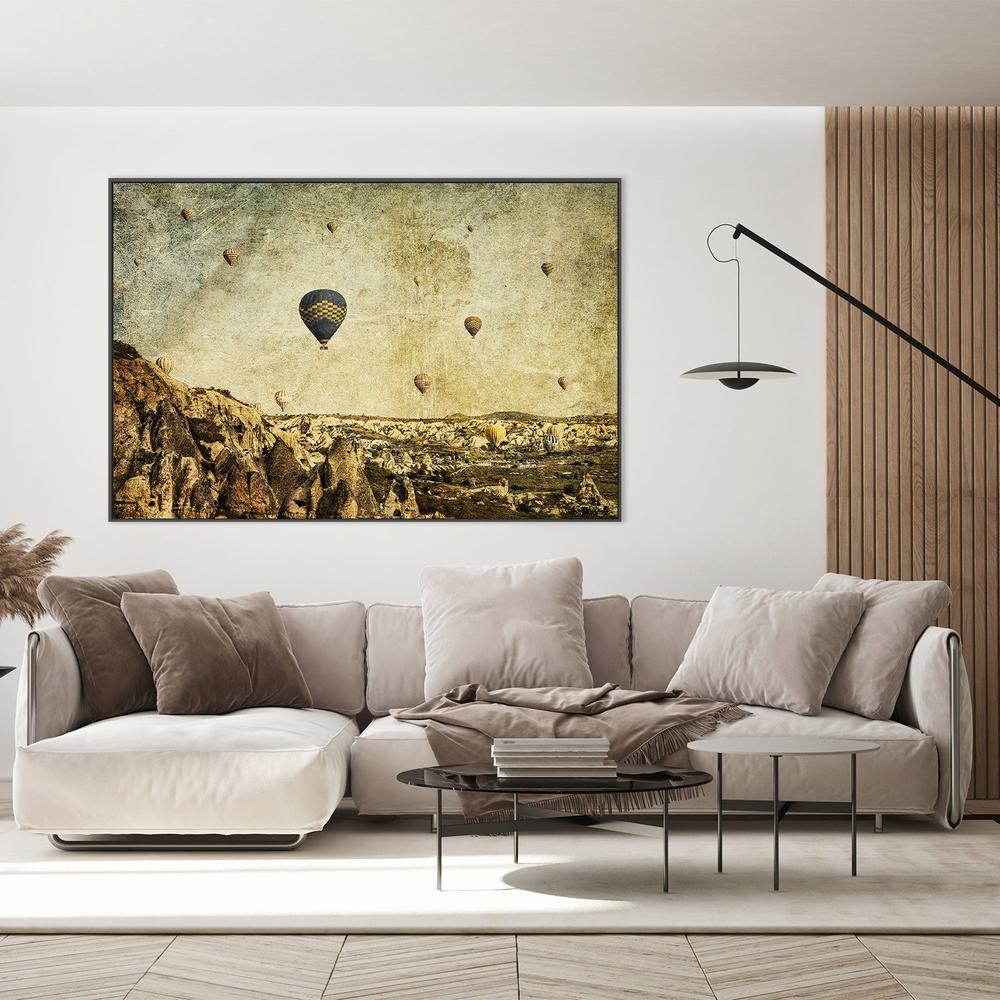 Hot Air Ballons in Cappadocia, Turkey with a Painterly Background (Concrete Skies)-by-Andrew Paranavitana-wall-art-print-canvas-poster-framed-Gioia