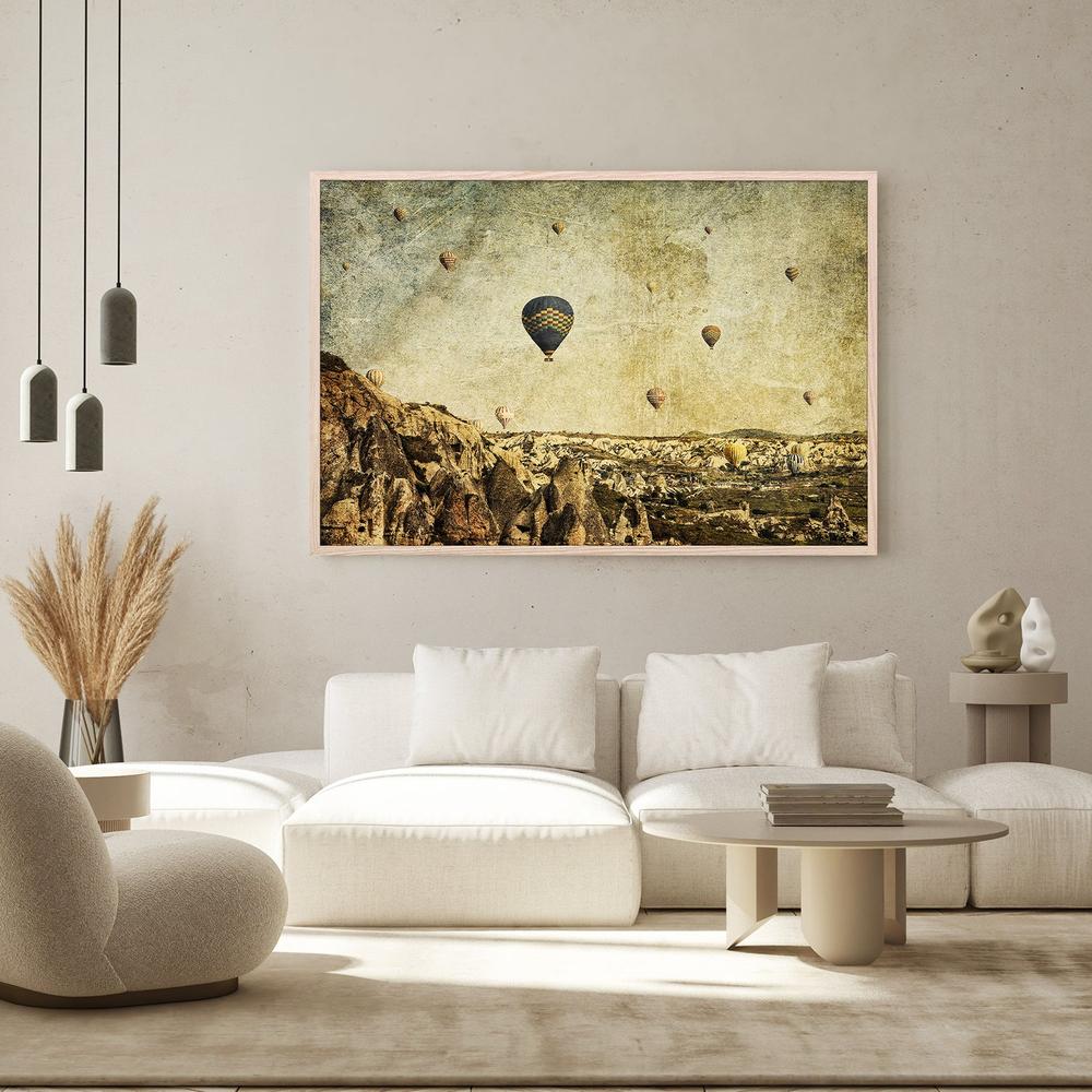 Hot Air Ballons in Cappadocia, Turkey with a Painterly Background (Concrete Skies)-by-Andrew Paranavitana-wall-art-print-canvas-poster-framed-Gioia