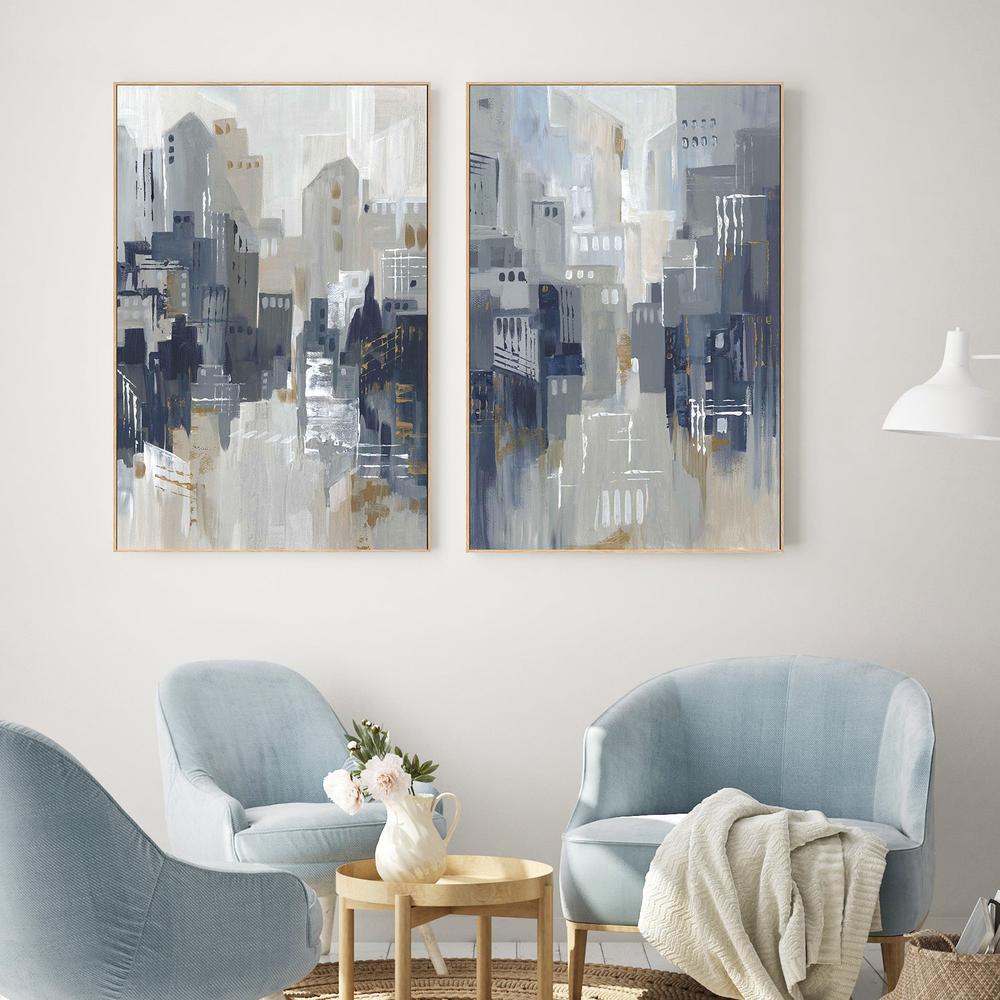 Indigo City, Style A & B, Set Of 2-by-Lera-wall-art-print-canvas-poster-framed-Gioia